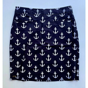 Hatley Anchor Print Skirt Cotton Navy Blue White Size 4 EUC